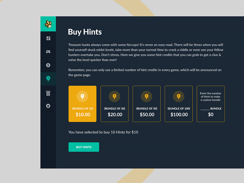 Hints Page art buy clean color concept dailyui design game game hints games green icon interface minimal photoshop simple ui ux web web design