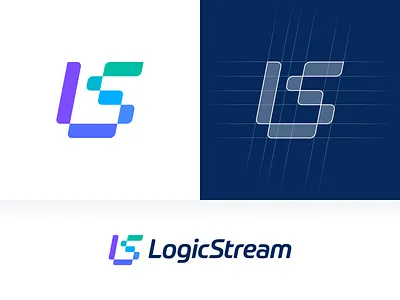 Logic Stream — Logo Design v.2 app branding colors crypto design gradient grid icon logic logo logotype ls mark mobile sign smart stream typography ux vector