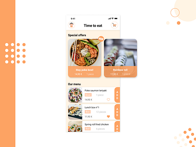 Pricing hint | Daily UI add bowl daily ui dailyui eat food food app food app ui japan menu offers orange price pricing pricing hint pricing page restaurant restaurant app special offers ui
