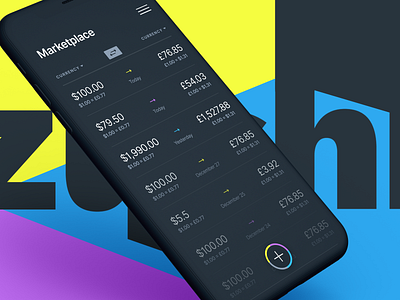 Zyshi app colorful finance fintech flat ios ui uiux uiuxdesign ux visual