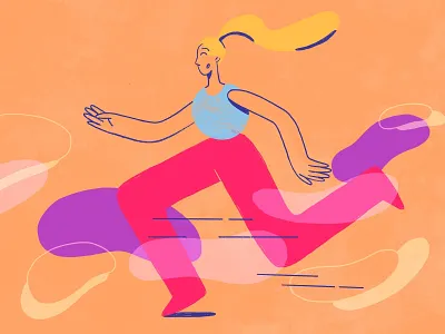 Love Running?Your Heart Does Too! 2d branding charachter darkcube design digitalart draw drawing drawing girl illustration landing page marathon run running sport ui ux vector web woman