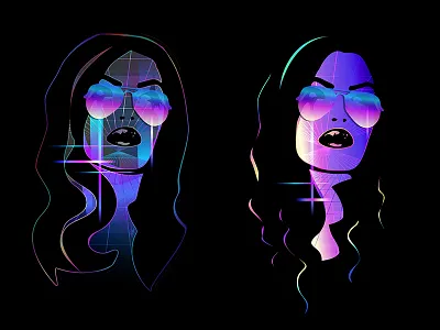 Gridlocked Comparison Black illustration neon vector