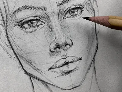 Portrait Sketch black and white design drawing edgy eyes face facestructure illustration lines lips portrait simple sketch sketchstyle strokes woman portrait