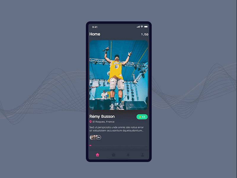 DJ App -Animation animation app branding dj ios mobile motion product design profile slider swipe uiux