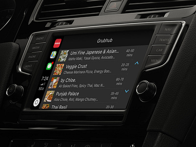 Idea for Grubhub on CarPlay car carplay concept dashboard delivery food grubhub idea ui wip