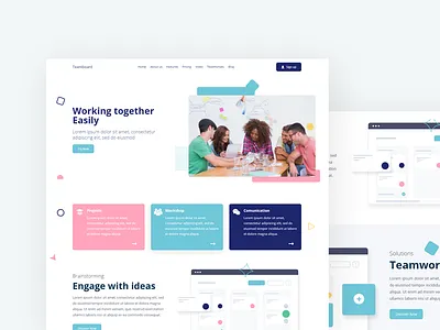 Teamboard Template app app ui design landing page ui