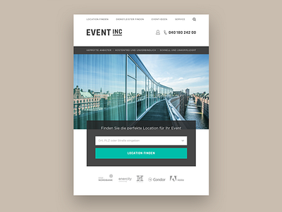 Event Inc Style Exploration branding clean concept design digital flat homepage minimal responsive design teaser typography ui ux web website white