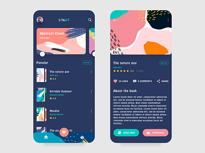 Book app abstract animation app book branding colorful illustration mobile print product design reading typography web design