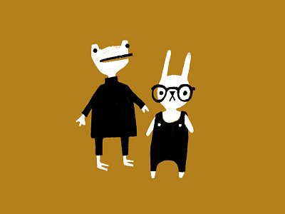 Pals amphibian animals buddies bunny character design friends frog glasses illustration overalls pals rabbit turtleneck
