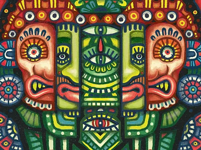 Look Into My Eyes character drawing illustration mask mayan mexico patterns photoshop vector