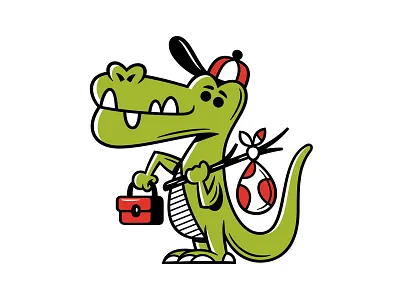 Eager cartoon dinosaur graphic illustration