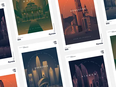 Collection of cities building card city color four fun home illustration