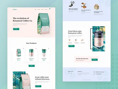 Botanical Coffee Co Landing Page #2 2019 app branding coffee bean coffee website ecommerce identity landing page landing page design minimal modern design online shop popular design product design trending design typography ui ux webapp design website design