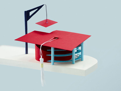 Temple University: Constructing College college construction crane education graduation hat illustration paper paper ilustration papercut