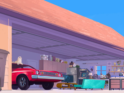 Spring Cleaning car digital folioart garage home illustration rebecca mock spring