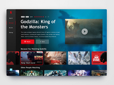 #025 - TV App concept daily ui desktop interface movie netflix red smart tv tv ui ui challange video