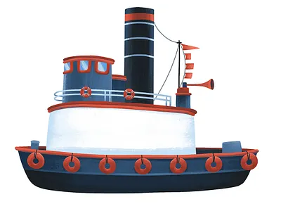Tugboat boat childrens educational illustration tugboat vehicle