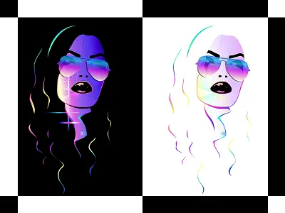 Gridlocked Redo Black Vs White illustration neon portrait vector