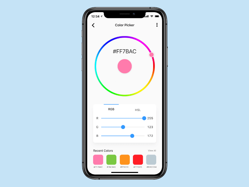Daily UI 060 - Color Picker 060 animation app color picker daily ui invision studio mobile ui design ux design