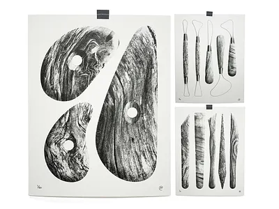 Pottery Tools art ceramics illustration pottery print rib risograph texture tools trim
