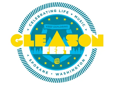 Gleason Fest 2019 badge concert festival logo mountains music music festival northwest trees
