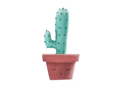 Sleeping Cactus Illustration 3d art cactus drawing illustration procreate procreate brushes textures