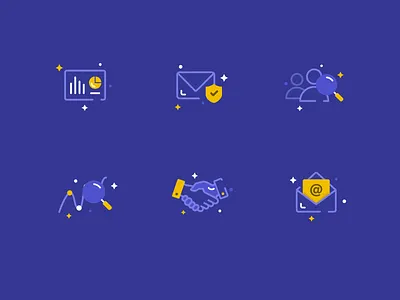 Icons for website landing page cold dashboard design email icons illustration illustrations illustrator inspiration landing home leads line b2b marketing outreach page prospects seo software web website