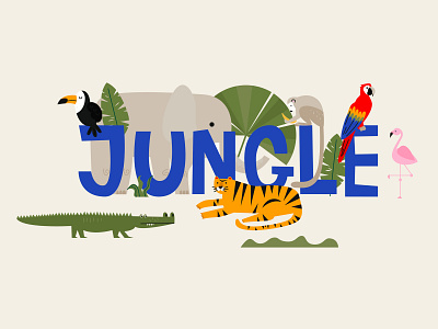 jungle abstract animal design flower green illustration jungle plant vector