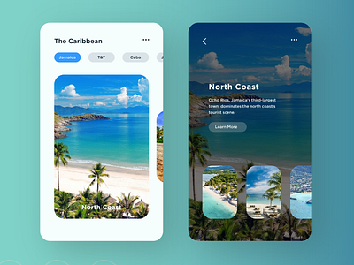 Caribbean Travel app branding design flat illustration minimal travel app ui ux vector web website