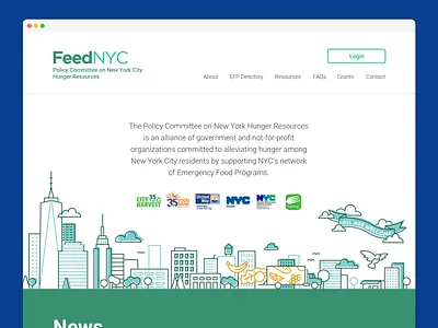 Feed NYC 2 art banner buildings bus car city design drawing food illustration line new york new york city nyc skyline truck vector