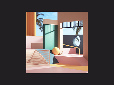 Skatepark 3d abstract adobe architecture c4d cgi cinema4d city colors design geometric geometry home illustration motion octane photoshop print render set