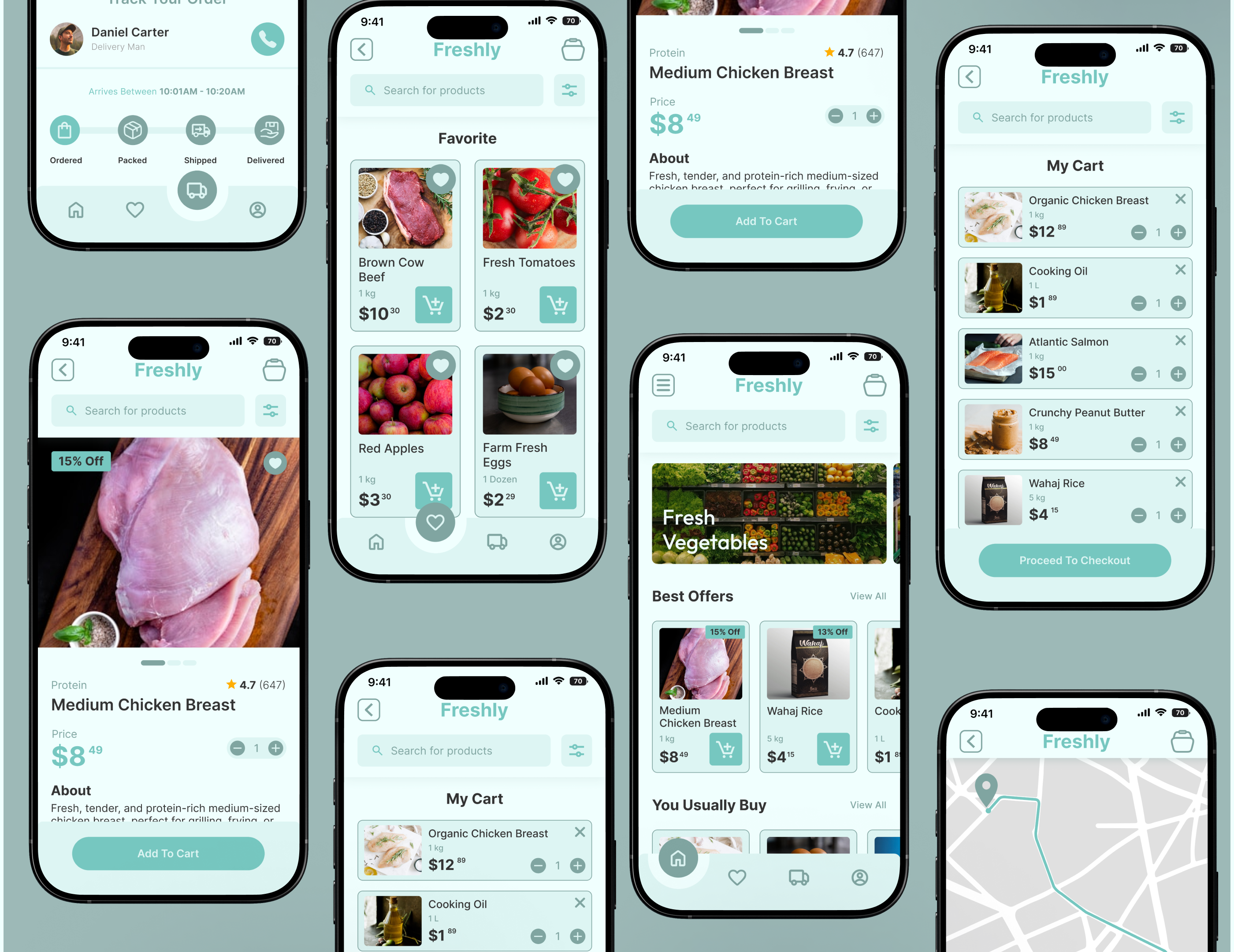 Minimalist Grocery App UI "Freshly" branding design designer dribbble ecommerce figma figma designer graphic design groceryapp illustration minimaldesign mobileapp ui ux ux ui designer vector