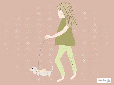 Walk The Dog animal digital illustration digital painting dog editorial illustration faces illustration pencil drawing stylized