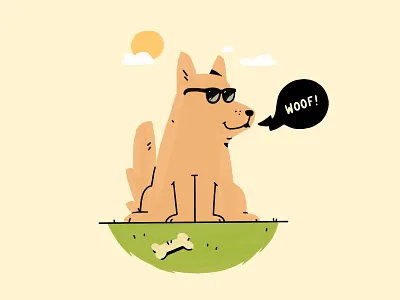 Cool Dog bone cool dog illustration procreate sun sunglasses woof