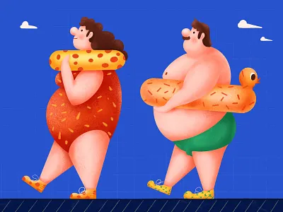 Fat Man And Fat Woman design illustration illustrator