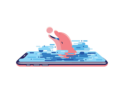Ocean Mode - 23/30 2d art creative design dolphin flat icon illustration iphone minimal ocean technology water