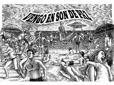 In the name of peace beach blanckandwhite character art characterdesign comicart draw illustration illustration art ink wash pen art