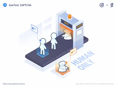 Defend Against Bots - illustration bot geetest identification illustration people robot security security gate ui web