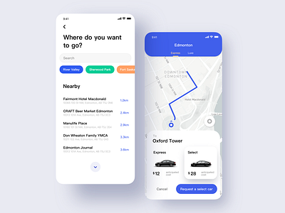 ride-hailing app app界面 clean gui illustration mobile ui