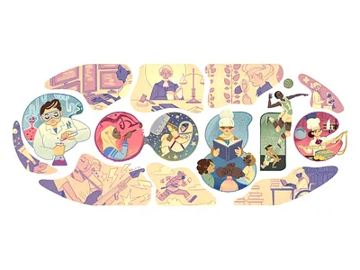 Doodle for International Womens Day artist astronaut doodle google google doodle logo musician rock star scientist women