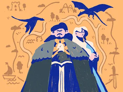 Game of Thrones - Forever in Our Hearts character character design couple creative expressive game of thrones got hand drawn happy hbo illustration inspiration love mother of dragons movie procreate ipad pro series style winter is coming zajno