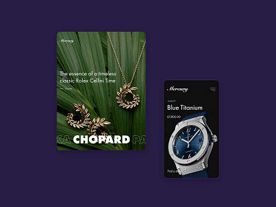 Mercury tablet and mobile version clean concept jewerly minimal mobile mobile app mobile app design typography watches web web design webdesign website