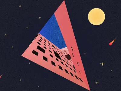 Starry Night building color colorful design illustration moon night star starry night vector