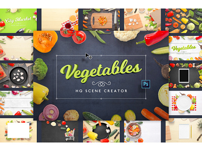 Vegetables HQ Scene Creator design full layered generator graphic design header image healty life hero image kitchen market mockup organic food photography photoshop presentation scene creator showcase vegetables web design