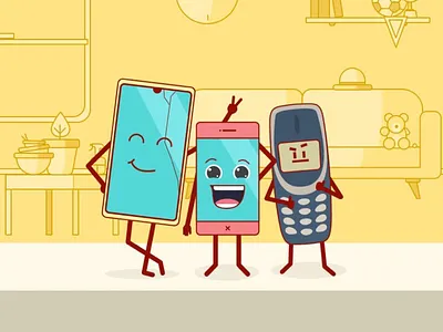 Big, Feeloo, Oldy adventure illustration sketchapp smartphone team