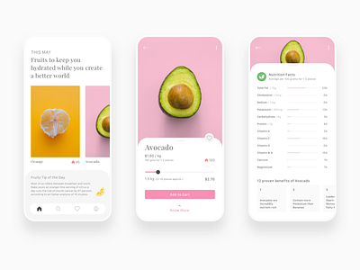 Shot Fruits app cards clean health ios iphone minimal mobile ui ui kit ux