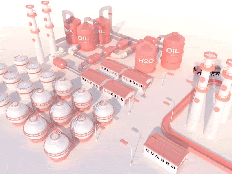 animation of Petrochemical Park animation car oil park tank