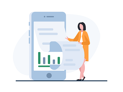 Money Analysis analytic art charachter design economic flat girl graphic illustration money phone vector