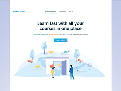 Giolanfranchi Ofcourseme design digital design forest garden hero homepage illustration lightblue