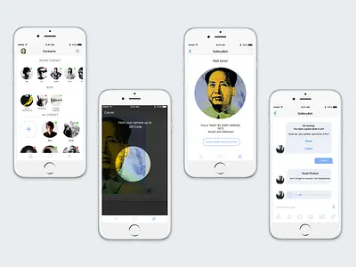 Chatbot for gallery app art chat chat app chatbot design gallery illustration interface ios mobile mobile app mobile chatbot ui ui ux user interface ux